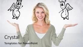  Presentation with devil angel - Beautiful presentation theme featuring good graphics presentation - digital composite image of smiling backdrop and a light gray colored foreground