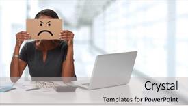  Presentation with angry - Colorful theme enhanced with woman with angry cardboard backdrop and a light gray colored foreground