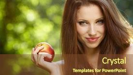  Presentation with garden - Slides with woman with apple in garden background and a tawny brown colored foreground