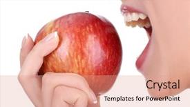  Presentation with fresh water splash green apple isolated white - Audience pleasing slides consisting of woman with apple isolated backdrop and a coral colored foreground