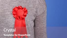  Presentation with award - Slide deck consisting of woman with award ribbon close-up background and a gray colored foreground