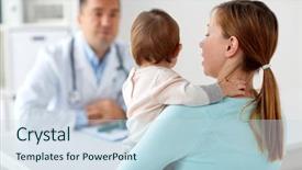  Presentation with baby doctor - PPT layouts enhanced with woman with baby and doctor background and a sky blue colored foreground