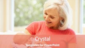  Presentation with grandma - Beautiful presentation design featuring woman with baby grandson backdrop and a coral colored foreground
