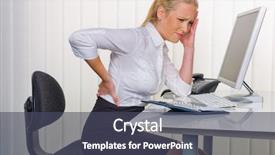  Presentation with back pain - Presentation theme having woman with back pain background and a dark gray colored foreground
