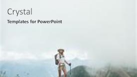  Presentation with trekking - Slide set with woman-with-backpack-and-trekking background and a  colored foreground