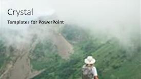  Presentation with trekking - Slide set enhanced with woman-with-backpack-and-trekking background and a  colored foreground