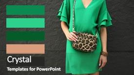  Presentation with green color - Colorful PPT theme enhanced with woman with bag and palette backdrop and a dark gray colored foreground