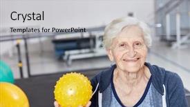  Presentation with occupational therapy - PPT layouts having woman with ball in occupation background and a light gray colored foreground