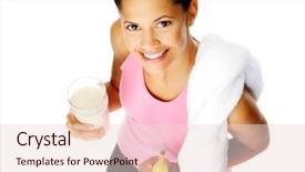  Presentation with milk protein - Theme with woman with banana smoothie protein background and a lemonade colored foreground