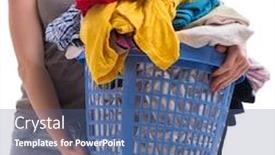  Presentation with laundry - Slide deck with woman-with-basket-of-clothing background and a ocean colored foreground
