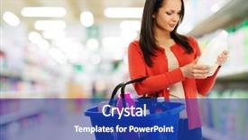  Presentation with reading - Cool new theme with woman with basket reading label backdrop and a navy blue colored foreground