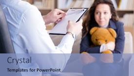  Presentation with toy - Slide set with woman-with-bear-toy-during background and a light blue colored foreground