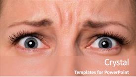  Presentation with human face - Colorful slides enhanced with woman with beautiful blue eye backdrop and a coral colored foreground