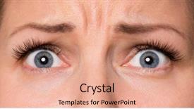  Presentation with human face - Slide set with woman with beautiful blue eye background and a coral colored foreground