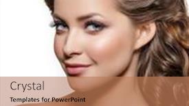  Presentation with glowing skin - Slide set with woman-with-beautiful-curly-voluminous background and a coral colored foreground