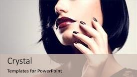  Presentation with indian woman bridal face - Beautiful presentation featuring woman with beautiful dark nails backdrop and a soft green colored foreground