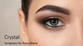  Presentation with makeup artist - Cool new presentation with woman with beautiful makeup closeup backdrop and a  colored foreground
