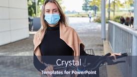  Presentation with face mask - Cool new theme with woman-with-bike-and-face backdrop and a tawny brown colored foreground