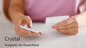  Presentation with smart - Amazing slide deck having woman with bill and smart backdrop and a light gray colored foreground