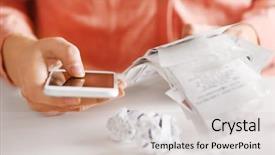  Presentation with bills - Slides enhanced with woman with bills and smart background and a light gray colored foreground