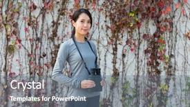  Presentation with woman praying over bible - Beautiful presentation theme featuring woman with binoculars over ivy backdrop and a  colored foreground