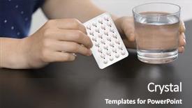  Presentation with water birth - Beautiful slide set featuring woman with birth control pills backdrop and a dark gray colored foreground