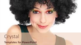  Presentation with black woman - PPT theme having woman-with-black-afro-hairstyle background and a lemonade colored foreground