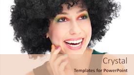  Presentation with black woman - PPT theme enhanced with woman-with-black-afro-wig background and a lemonade colored foreground