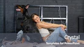  Presentation with black woman - Amazing presentation theme having woman with black doberman dog backdrop and a gray colored foreground