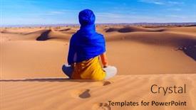  Presentation with turban - Slide deck featuring woman-with-blue-berber-turban background and a coral colored foreground