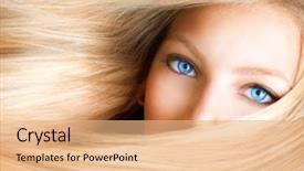  Presentation with long hair - Beautiful theme featuring woman with blue eyes health backdrop and a coral colored foreground