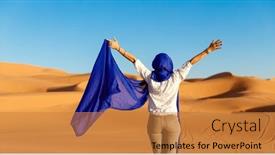  Presentation with sahara - Slides featuring woman-with-blue-foulard background and a gold colored foreground