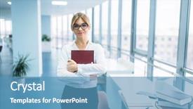  Presentation with library - Slides having woman with book in library background and a  colored foreground