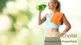  Presentation with aerobics - Presentation enhanced with woman with bottle of water background and a soft green colored foreground