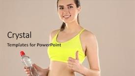  Presentation with water color - Beautiful slide deck featuring woman with bottle of water backdrop and a  colored foreground