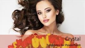  Presentation with beautiful flowers border floral design - Cool new slide set with woman with bouquet of flowers backdrop and a red colored foreground