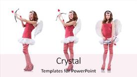  Presentation with valentine - Amazing PPT layouts having woman with bow in valentine backdrop and a  colored foreground