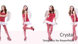  Presentation with valentine - Slide deck with woman with bow in valentine background and a  colored foreground