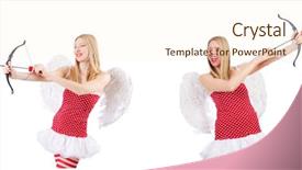  Presentation with valentine - Beautiful presentation theme featuring woman with bow in valentine backdrop and a  colored foreground