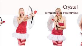  Presentation with valentine - Slide set featuring woman with bow in valentine background and a  colored foreground