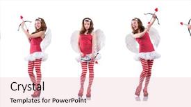  Presentation with valentine - Presentation design having woman with bow in valentine background and a  colored foreground