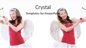  Presentation with valentine - Audience pleasing slide set consisting of woman with bow in valentine backdrop and a  colored foreground