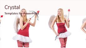  Presentation with valentine - Presentation design featuring woman with bow in valentine background and a  colored foreground