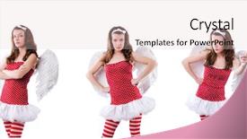  Presentation with valentine - Slide deck consisting of woman with bow in valentine background and a  colored foreground