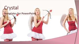  Presentation with valentine - PPT theme with woman with bow in valentine background and a lemonade colored foreground