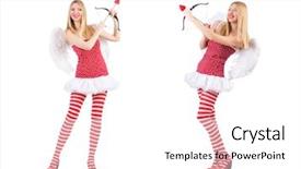  Presentation with valentine - Colorful slide set enhanced with woman with bow in valentine backdrop and a  colored foreground