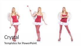  Presentation with valentine - Beautiful slide deck featuring woman with bow in valentine backdrop and a pink colored foreground