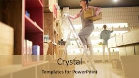  Presentation with boxing woman and a tawny - Beautiful presentation featuring woman with box of goods backdrop and a yellow colored foreground