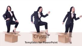  Presentation with boxes - Audience pleasing theme consisting of woman-with-boxes-on-white backdrop and a lemonade colored foreground