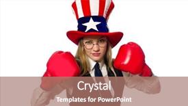  Presentation with boxing - PPT theme with woman with boxing gloves isolated background and a  colored foreground